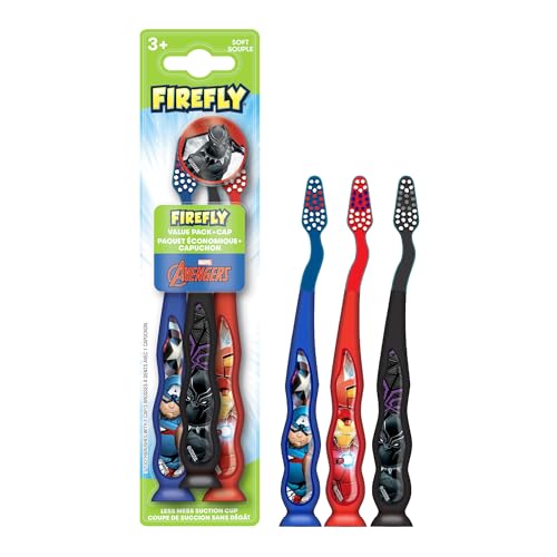 Firefly Marvel Avengers Toothbrush Pack for Kids - 3 Soft Brushes