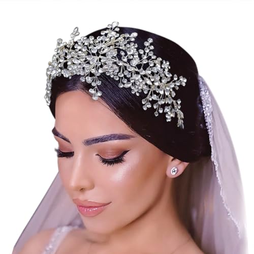 Handcrafted Rhinestone Bridal Headband - Silver Wedding Hair Piece