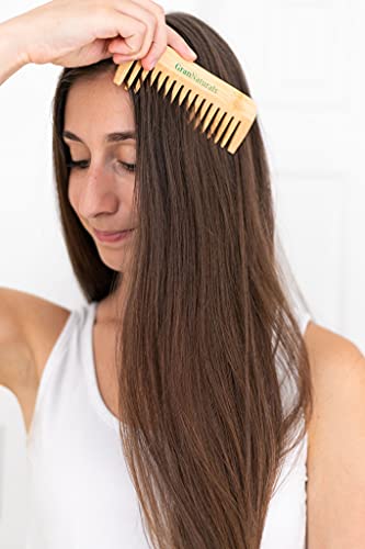 GranNaturals Wide Tooth Wooden Comb for Gentle Detangling
