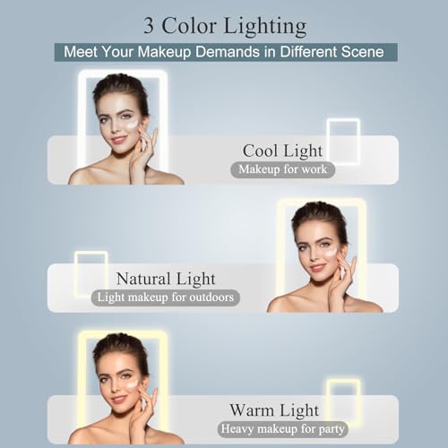 FUNTOUCH White Rechargeable Travel Makeup Mirror with 72 LEDs