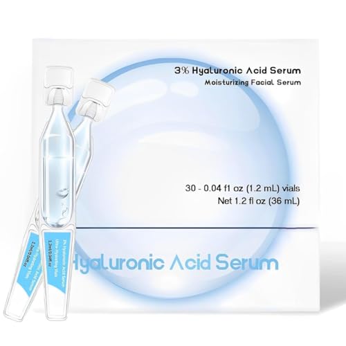 Tropame 3% Hyaluronic Acid Serum Vials | Ultra Hydrating Face Moisturizer for Dry Skin, 30 Single-Use Tubes
