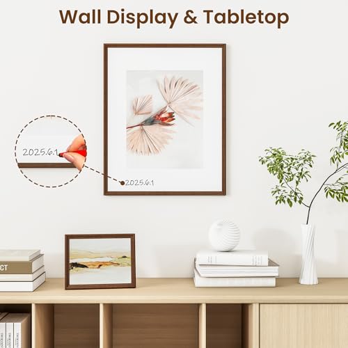 6x8 Natural Oak Wood Picture Frame with 5x7 Mat - Rustic Style