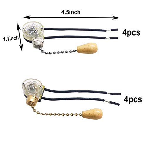 8-Pack Pull Chain Switch for Ceiling Fans and Wall Lights