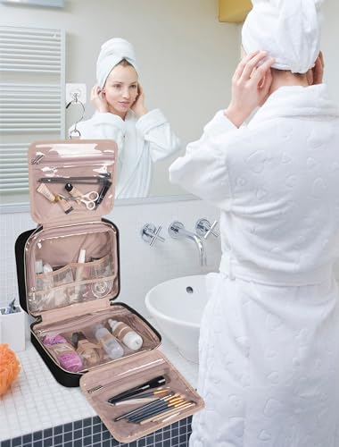 BALULHG Large Hanging Toiletry Bag - Waterproof Travel Makeup Organizer (Black)