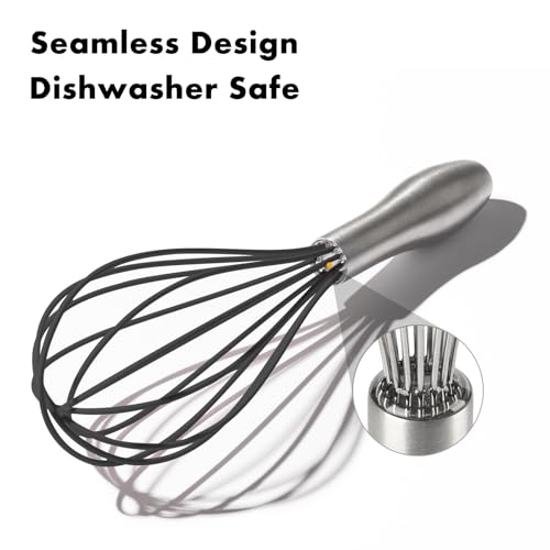 OYV 10-Inch Silicone Whisk with Stainless Steel Handle - Heat Resistant & Non-Scratch