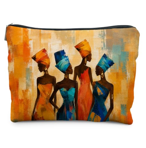 Vibrant African Woman Makeup Bag - Compact Travel Organizer for Women