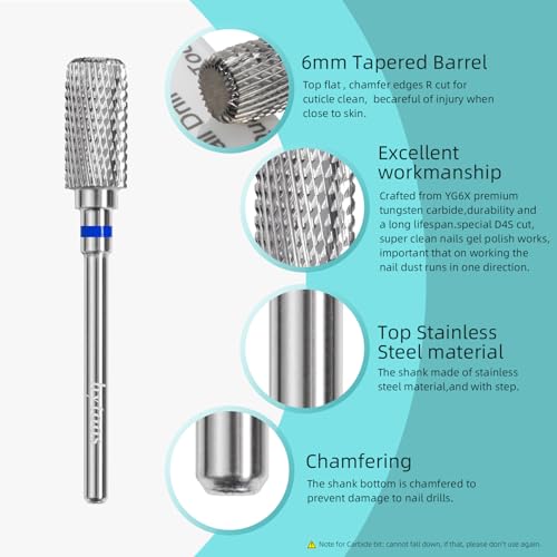 Hytoos D4S Barrel Nail Drill Bit - Medium Grit Carbide for Gel Removal