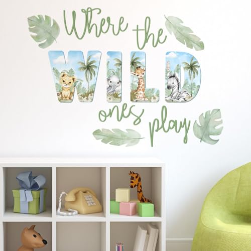 Watercolor Jungle Animal Wall Decals - Removable Nursery Stickers