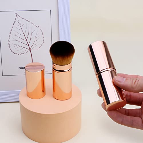 Gold UNIMEIX Retractable Makeup Brush Kabuki Blush Foundation Tool for Liquid & Powder