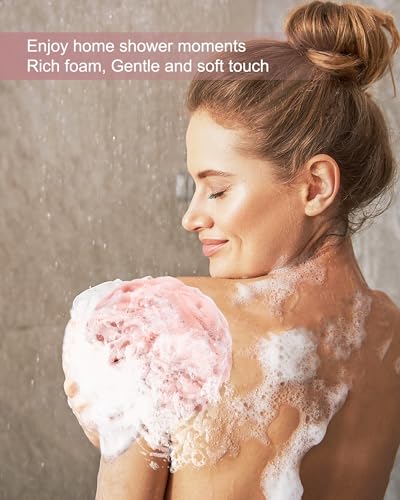 XXL Extra Large Bath Loofah Sponge 4-Pack - Soft Exfoliating Shower Pouf
