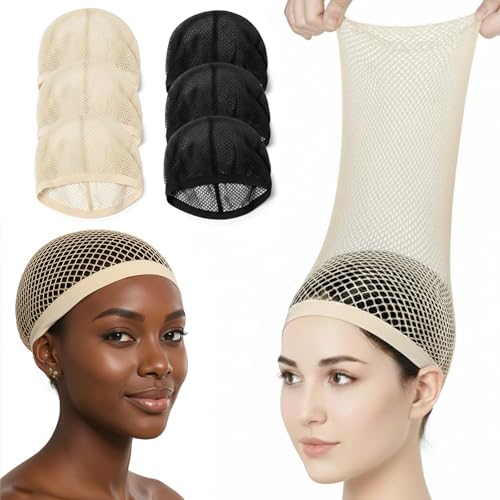 6 Pack Black Mesh Wig Caps for Women, Non-Slip & Breathable Hair Nets