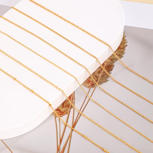 Gold Nail Art Chains Set - 6 Strips of Decorative Nail Charms