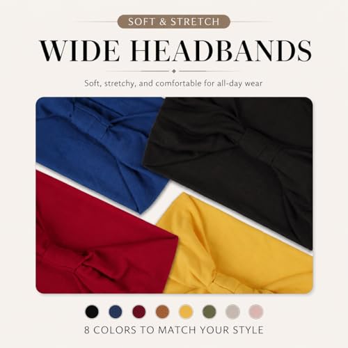 Kachanaa 8-Pack Wide Headbands for Women Non-Slip Hair Accessories, Stylish & Comfortable