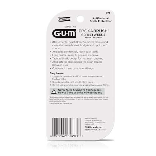 GUM Proxabrush Angled Interdental Brushes - 4 Pack for Deep Cleaning