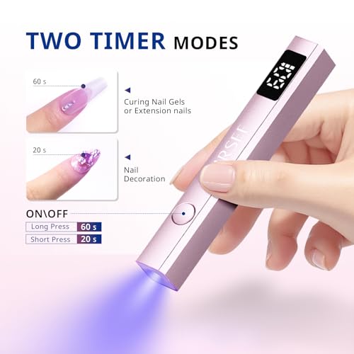 AIRSEE Cordless Mini Handheld Nail Lamp - Fast Gel Curing, USB Rechargeable