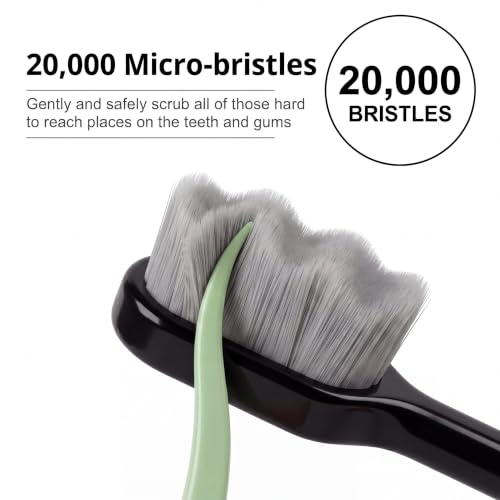 Patelai Black Nano Toothbrush 8 Pack Extra Soft Bristles Sensitive Oral Care