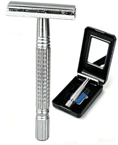 Double Edge Safety Razor with 3 Platinum Coated Blades