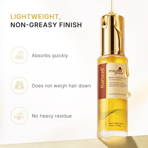 Karseell Moroccan Argan Oil for Hair Healing Cold Pressed Weightless Argan Oil Hair Serum for Dry Damaged Hair 50ml