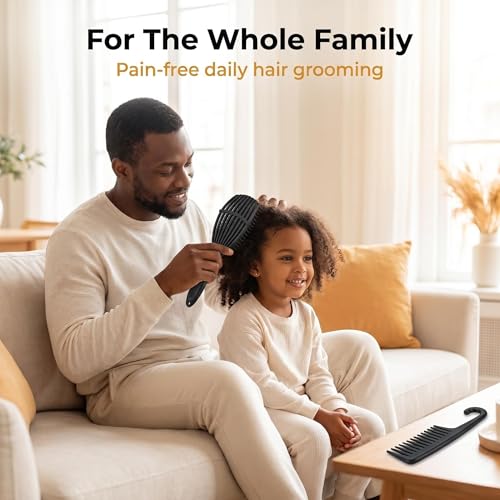 URTHEONE Black Detangling Hair Brush for All Hair Types, Wet & Dry Use, Portable & Durable
