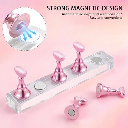 Nail Stand Set for Press Ons - 10 Magnetic Holders & Putty