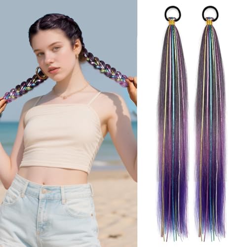 26-Inch Braided Ponytail Extensions - 2 Pack Gradient Synthetic Hair