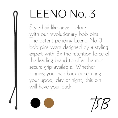 TSB Leeno No.3 Black Bob Pins Set of 30 - 3 Inch Firm Hold Hair Pins