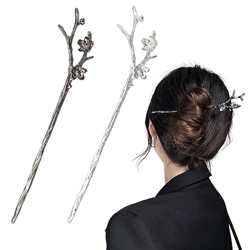 Vintage Metal Hair Sticks for Women - Long Chinese Hair Chopsticks for Buns & Hairstyles