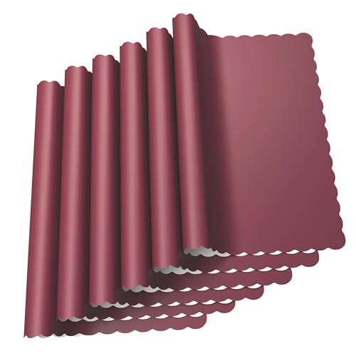 Burgundy Disposable Paper Placemats - Scalloped Edge, 100 Count