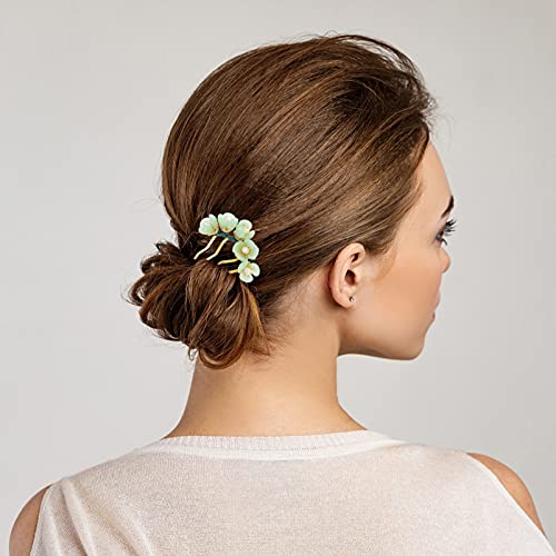 Beaupretty Jade Hairpin Set 5 Pieces with Green Tassels – Lotus Retro Hair Clips for Women