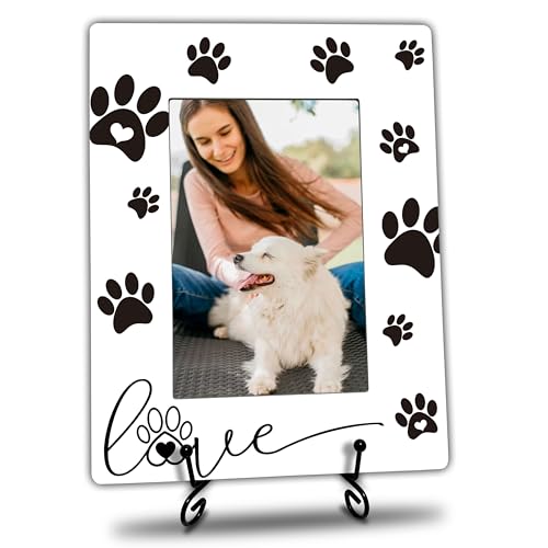 Dog Lover Photo Frame with Metal Stand - 4x6 Inch Wooden Decor