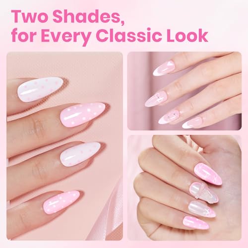 Beetles Gel Nail Polish Kit - 6 Pcs White & Pink with UV Light