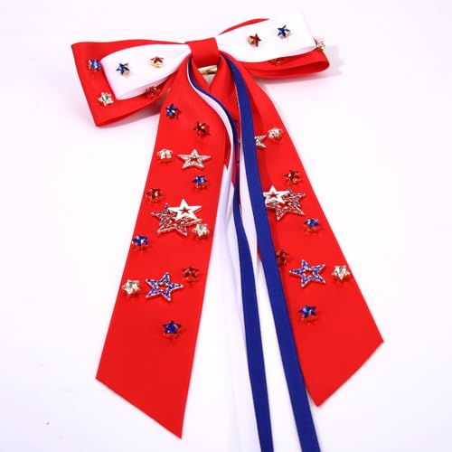 Vokone 4th of July Patriotic Hair Bows for Women & Girls Red White Blue Star Clips