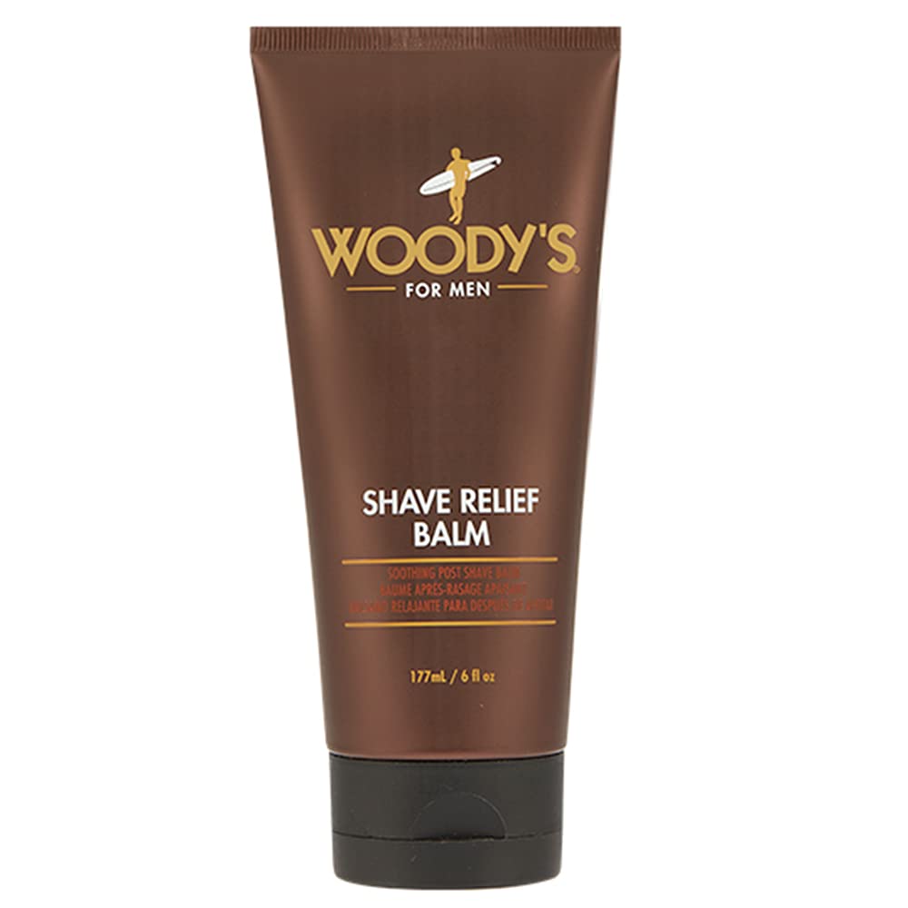 Woody's Shaving Essentials, Shave Relief Balm - Soothing Aftershave for Men Sensitive Skin, Calms & Heals Razor Burn, Hydrating Men's After Shave Balm for Men, 6 Fl Oz