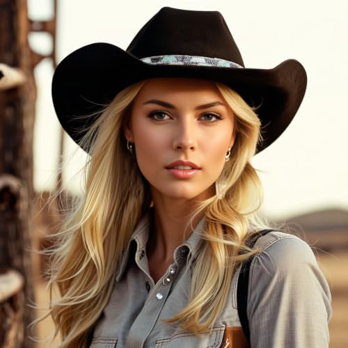 DOCILA Cowboy Hat Bands for Men & Women - B-KhakiBlackBlue