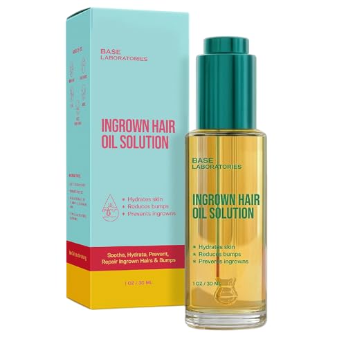 BASE LABORATORIES Ingrown Hair Treatment Oil ? Soothing After Shave Oil Prevents Ingrown Hairs, Soothes Razor Bumps for Bikini Area, Legs, Underarms, Neck, Beard & Face ? Tea Tree, Jojoba 1oz (30ml)