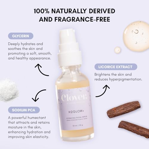 Clover H2Glow+ Hydrating Face Serum for Acne-Prone Skin, 1 oz