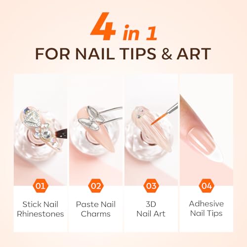 Modelones 4-in-1 Rhinestone Nail Glue - Super Strong UV Adhesive, 30g