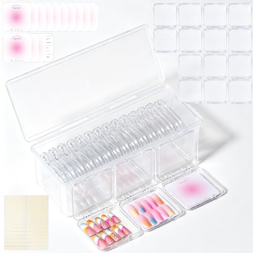 15-Piece Press-On Nail Storage Organizer Set with Display Cases