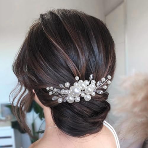 EVILD Pearl Bridal Hair Comb Silver Wedding Hair Accessories for Women