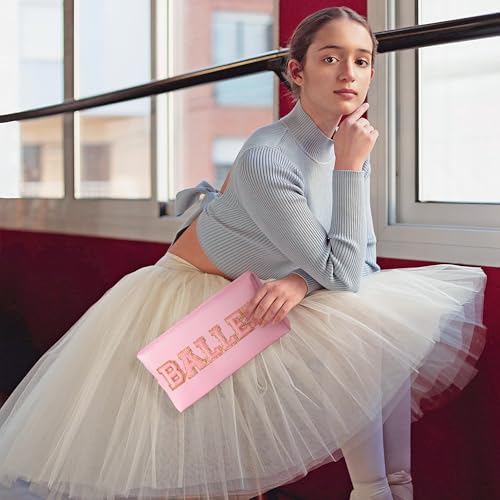 Ballet Makeup Bag for Girls - Pink Chenille Cosmetic Pouch
