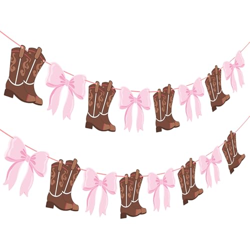Boots or Bows Gender Reveal Banner - 2PCS Western Party Decor