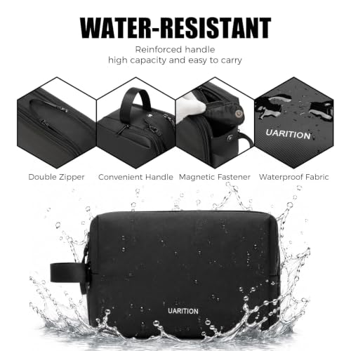 Black Travel Toiletry Bag for Men - Waterproof Dopp Kit Organizer