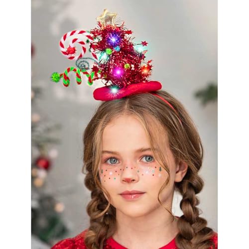 Light Up Christmas Tree Headband Accessories - Pack of 2