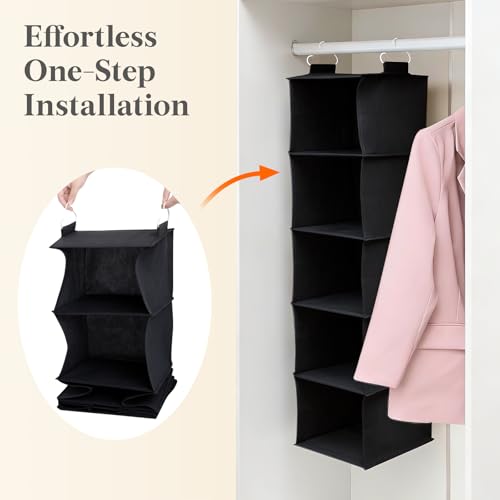 Lifewit 5-Tier Hanging Closet Organizer - Portable Storage Shelf for Clothes