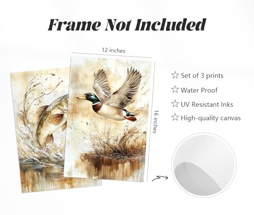 Vintage Farmhouse Animal Wall Art for Nursery - 12x16 Inch Canvas Prints (Set of 3)