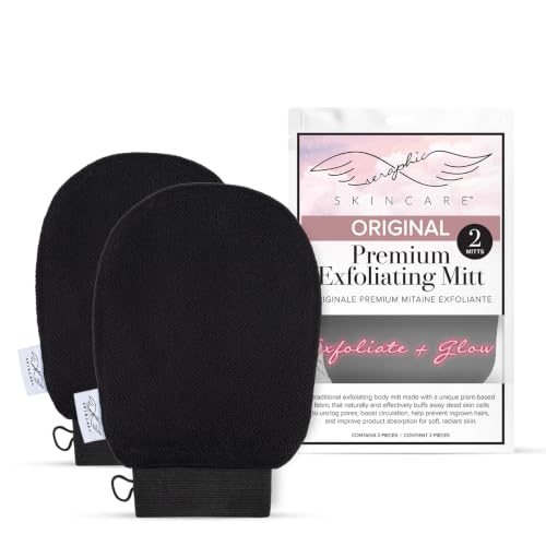 Original Premium Exfoliating Gloves - Black 2pc Body Scrubber