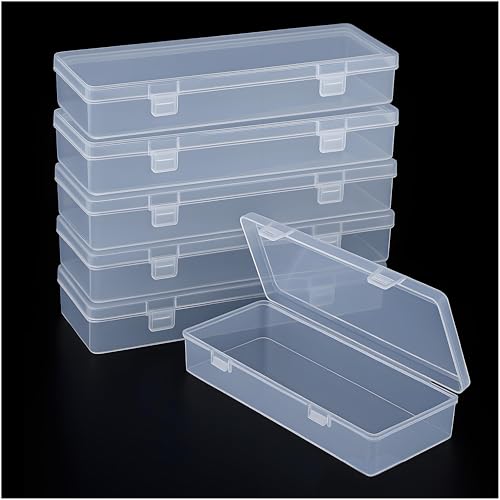 6-Pack Clear Plastic Storage Boxes with Lids for Craft & Desk Supplies