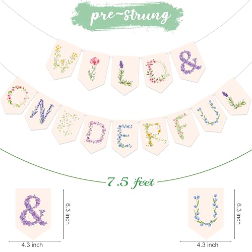 Wildflower Birthday Banner for Baby Girl - Pre-Strung Decor