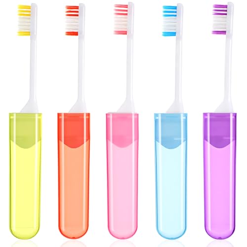 Travel Toothbrush Set of 5 - Portable Folding Toothbrushes