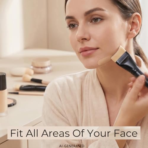 SEINGTOOM 2PCS Foundation Brush Set - Flat & Fishtail Makeup Brushes